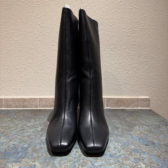 Vince Black Leather Beverly Mid Calf Wedge Boots - 9.5/39.5 - Picture 4 of 9